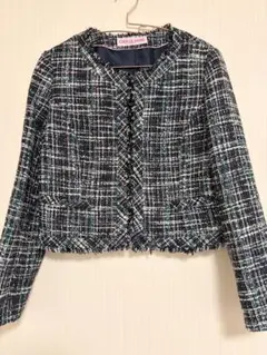 ツイードジャケット ノーカラージャケット