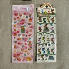 平成レトロ・可愛い動物とハートのステッカーセット