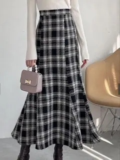 GRL gc230 チェック柄ツイードマーメイドスカート　ブラック