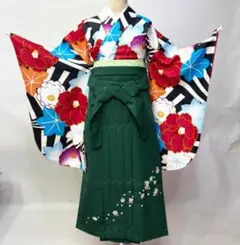 卒業式 二尺袖着物 袴 セット 椿柄 紺 大学生 短大生 小学生 - メルカリ