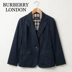 バーバリーロンドン 麻綿 テーラードジャケット 裏地バーバリーチェック ネイビー