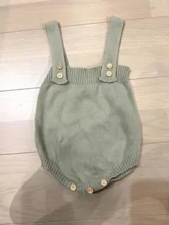 コットンニットロンパース　グリーン　70