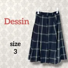 デッサン【3】ウエストゴムチェックロングフレアスカート インナー付き カジュアル