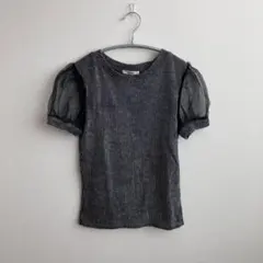 スナイデル ニット　リブニット シースルー　バルーン袖　パフスリーブ