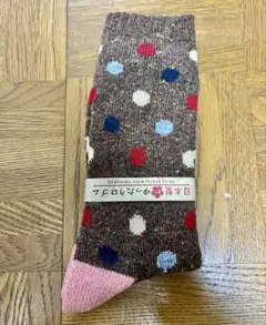 新品　ブラウン 水玉模様 ドット柄　ソックス 22-25cm 靴下　日本製