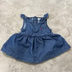 【新品同様】Polo⭐️デニム フリル付きロンパースワンピース　80センチのサムネイル