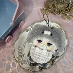 にじぱぺ くまちゃん帽子 おしゃぶり リボンセット【グレーくまちゃん】