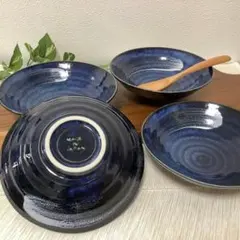 【インスタ映え】美濃焼　中鉢　【 6 】枚セット　藍色　白刷毛　煮物皿　和食器