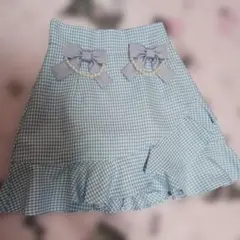 アンクルージュ Ank Rouge リボンマーメイドスカパン ブルー チェック