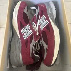 新品未使用品箱付New Balance 990 バーガンディ/グレー スニーカー