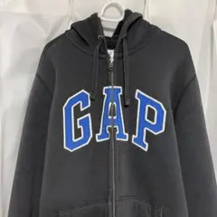 を*ん様 GAP ブラック　ジップアップパーカー　ビッグロゴ　裏ボア厚手　L