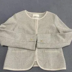 anySIS ホワイト ノーカラージャケット　ツイード　入園式　入学式　サイズ2