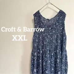 【美品✨】Croft & Barrow （XXL）花柄ドレス ネイビー系