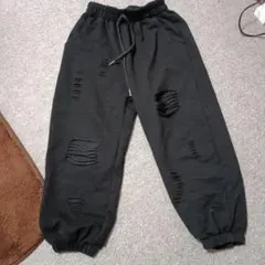 ブラック ダメージロングパンツ