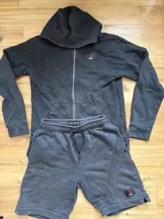 Jordan グレー フルジップパーカーとショートパンツセット M