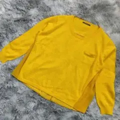 MAYSON GREY アンゴラ混 ニット 背面シフォン切替 イエロー サイズ3