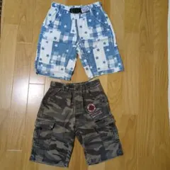 120センチ半ズボン　星柄BREEZEとブランドなし迷彩柄