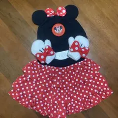 ミニーマウス 耳付き帽子とミトン&キュロット95cm セット