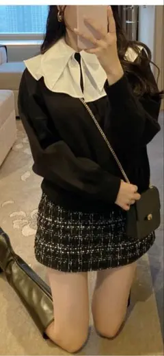 GRL インパン裏地付ツイードミニスカート[mei39] Mサイズ