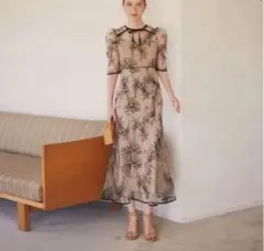 お値下げ中！LEJA 花柄リボンパフスリーブ マーメイドワンピース