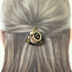 （匿名配送）インド刺繍リボンチャーム　ポニーフック