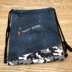 ナップサック　デニム　迷彩　柄　リュック　キルト　男