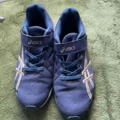 ASICS キッズシューズ ネイビー ストラップ付き23cm