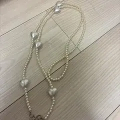 ハート型パールビーズ スマホショルダーストラップ