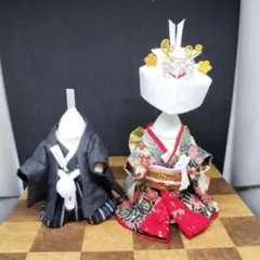 ミニチュアドール服　（うさぎ）　ハンドメイド　引き振袖　角隠し　羽織袴（大人服）