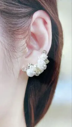 ビジューとパールのイヤーカフ イヤリングセレモニー入学式 結婚式　卒業式　卒園式