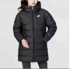 NIKEナイキウィメンズダウンコートダウンジャケット黒M人気ベンチコートロング