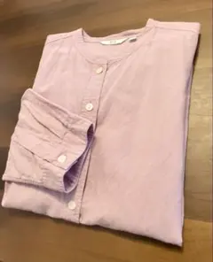 ユニクロ スタンドカラーシャツ L ピンク