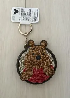 ラウンドワン限定 プーさんラインストーンマスコット キーホルダー