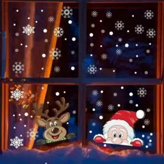 クリスマス　ステッカー　サンタ　トナカイ　雪　汚れないシート　ウォールステッカー