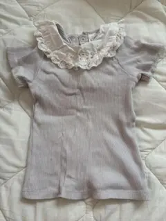 刺繍襟付き リブ半袖Tシャツ 100
