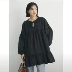 新品タグ付☆chocol raffine robe前リボン切替ギャザーチュニック
