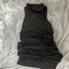 タートルネック ノースリーブトップス ブラック レディース