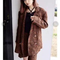 【EMODA】エモダ　レディース　オーバーダブルジャケット　総柄　刺繍