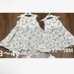 H&M 蝶柄ノースリーブワンピース 3~4y 12-18M ２点セット