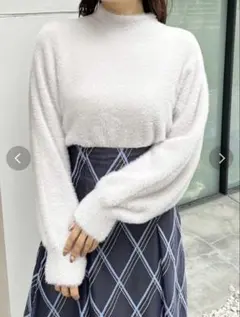 MERCURYDUO ハイネックミニシャギーコンパクトニット