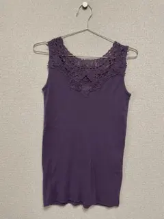 n'OrLABEL 襟元レースデザインタンクトップ パープルのサムネイル