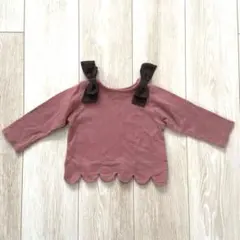 petitmain ボーダーカットソー　リボン　80cm