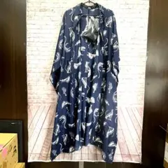 美品　カール ラガーフェルド　シルク100％　動物柄　ポンチョ　オーバーシャツ
