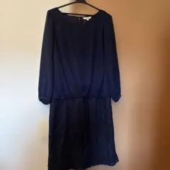 Hushush ネイビー 長袖 レース ワンピース3