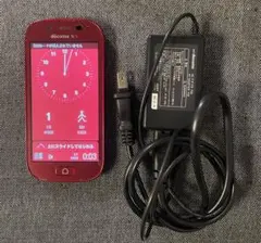 らくらくフォン F-06F docomo レッド 本体 充電器 ドコモ 富士通のサムネイル