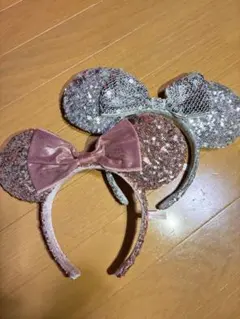 ミニーマウス風スパンコールカチューシャ2個セット