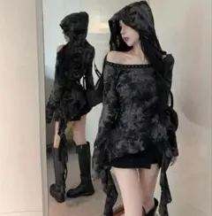 フード付きトップス　y2k 韓国ファッション　ワンホン