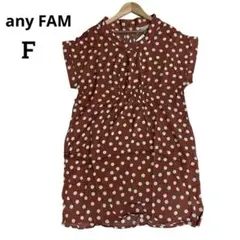 新品 any FAM ドット柄 半袖プルオーバー　チュニック　F 茶 水玉のサムネイル