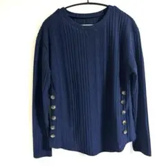 SINネイビーリブ編み長袖セーターM良好イチオシ商品早いもの勝ち
