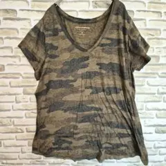 ラッキーブランド Tシャツ 迷彩 3L 茶 綿 普段着 大きいサイズ 半袖